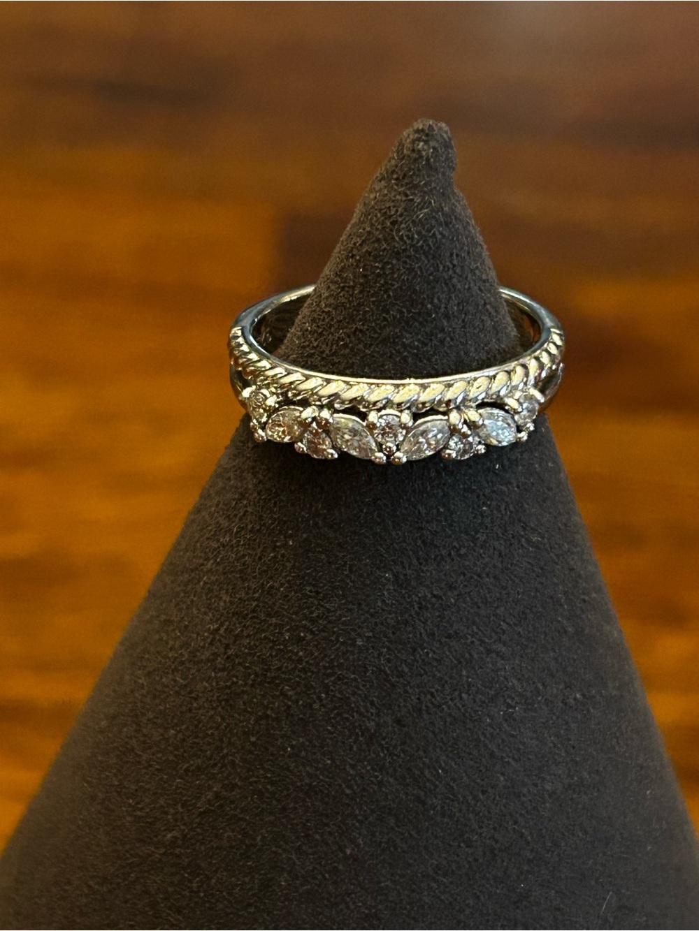 JTV Moissanite Fire .43ctw Dew Marquise & Round Cut set in a Platineve Band Ring